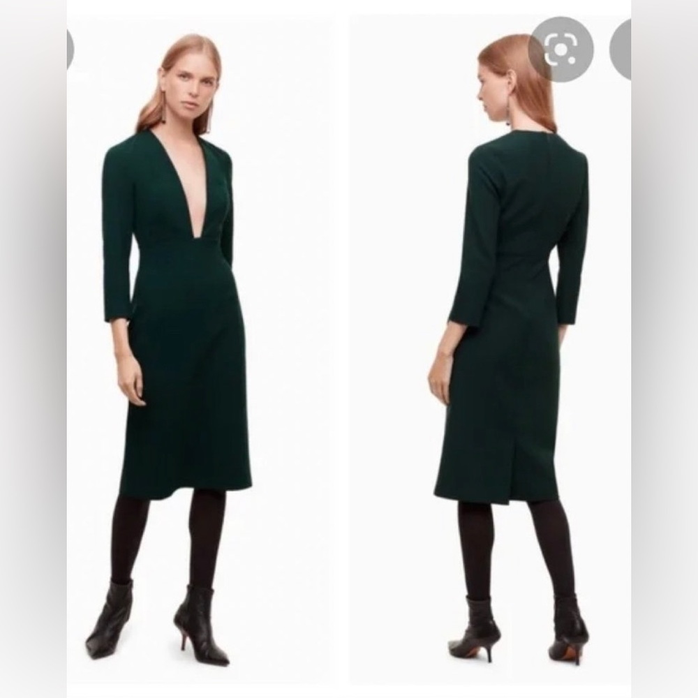 Babaton emerald green Masu swoop midi dress
